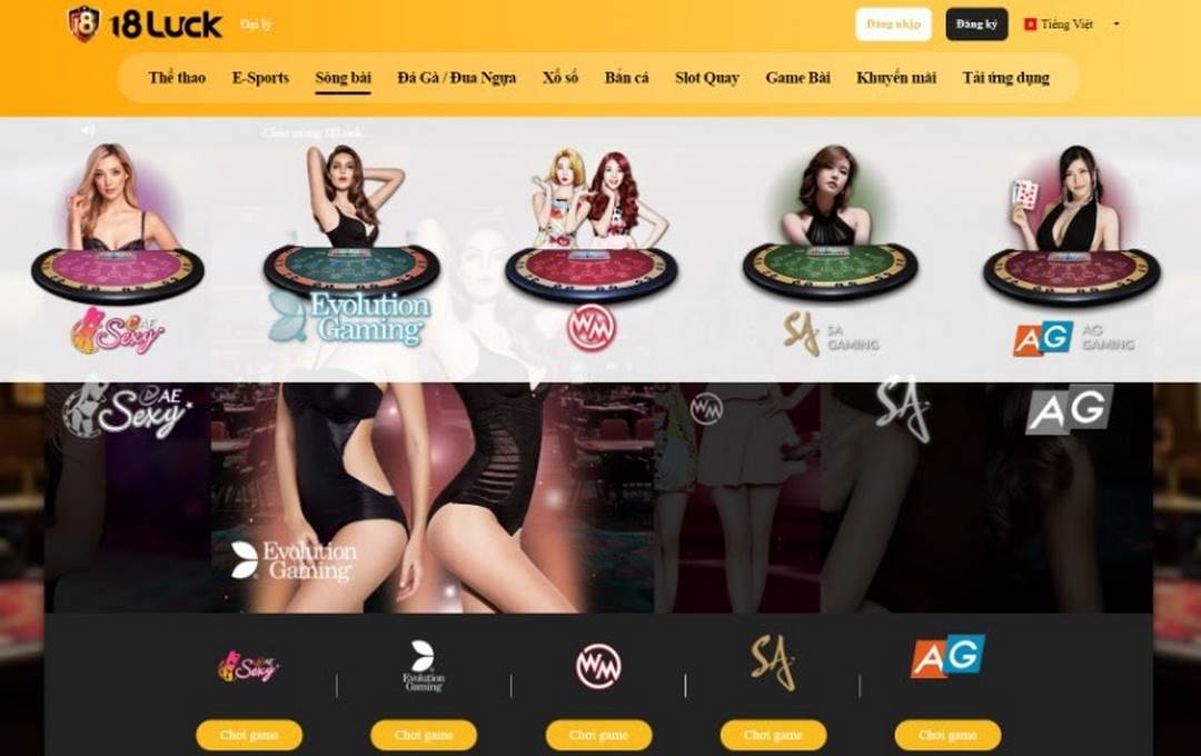Casino trực tuyến là mảng cá cược nổi trội và hấp dẫn ở 18Luck